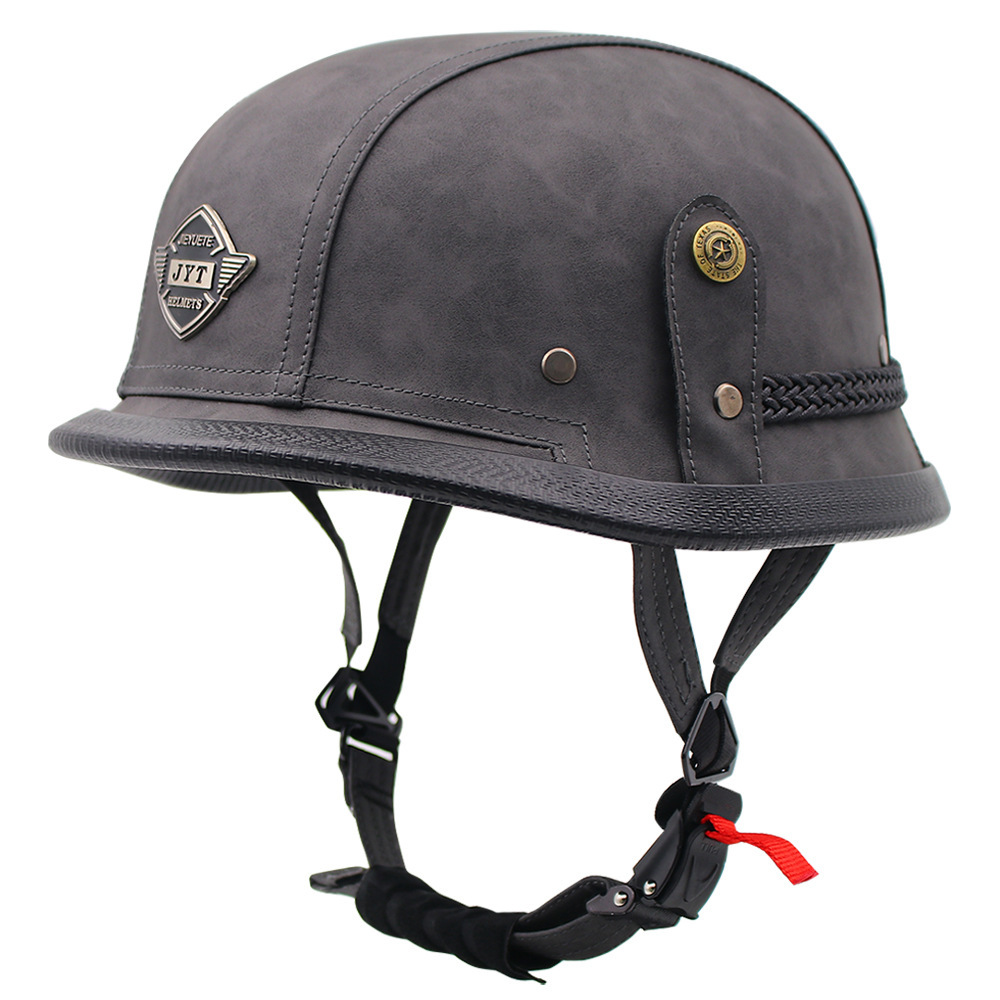 dot german leather motorcycle helmet Retro Half – Certified – BikerZoneZ The Hanz German Style vintage half helmet with a composite shell is a type of protective gear that meets and exceeds the Department of Transportation FMVSS 218 safety standard German Motorcycle Half Helmet |