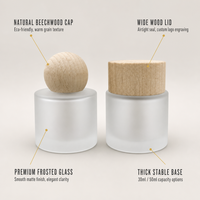 Flacon diffuseur en verre de luxe avec logo personnalisé, 30 ml, 50 ml, vide, givré, pour arômes, avec couvercle en bois, emballage en boîte cadeau, vente en gros