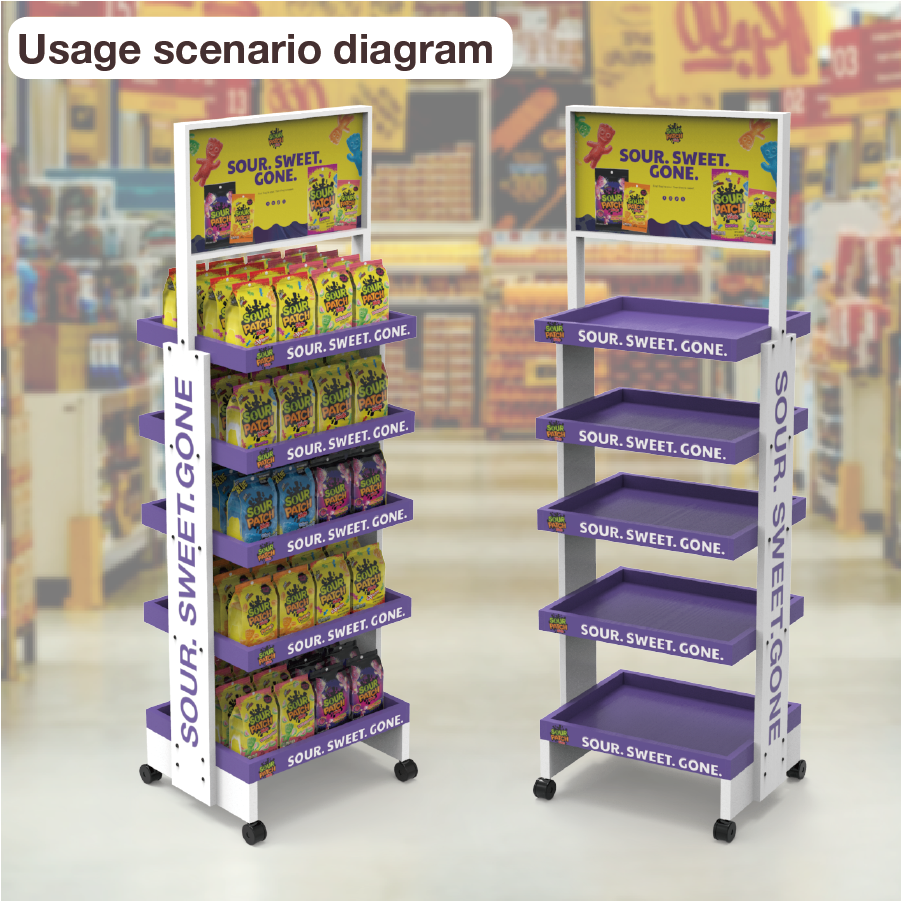Apache Customized Foldable Modern Candy Rack Wooden Floor Stand for Candy Shops Sweet Stores Supermarket Confectionery Aisles — view 6