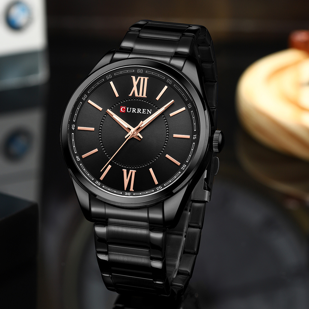 CURREN 8423 Simple Business Quartz Watches Gold Colour Classic Stainless Steel Wristwatches with Luminous Hands Male Clock