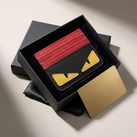 Porte-cartes de visite en cuir véritable Fashion Monster Eyes Patch, multi-fentes, fin, pour cartes de crédit et d'identité, mini étui pour hommes