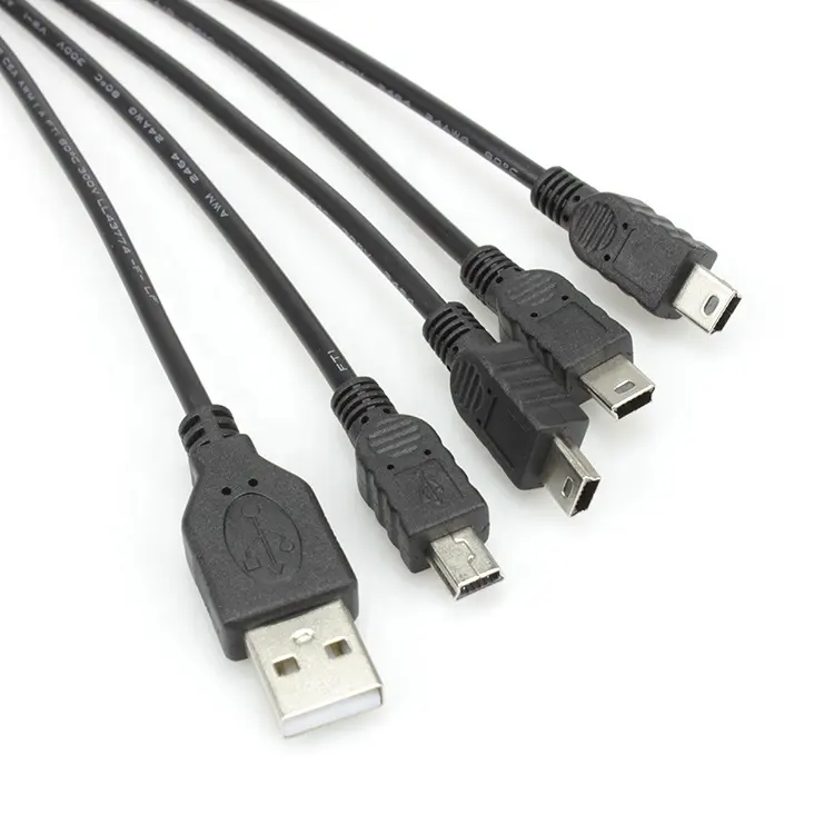 Cable de carga usb 4 en 1 personalizado, multipuerto, macho A mini B