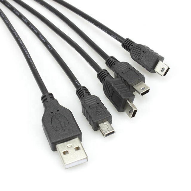 Customized 4-in-1 Multi Port USB Charging Cable USB a Male to Mini B Connector for Mobile Phones, Tablets, and Digital Devices