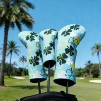 Lot de 3 housses de tête de club de golf en bois, forme tonneau, motif oiseau exquis, pour fairway et hybride