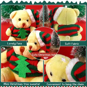 Mini orsacchiotti di natale all'ingrosso portachiavi con animali di peluche da 4 pollici decorazioni per l'albero di natale - Product Image 4