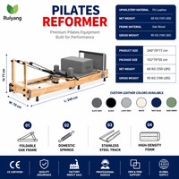 Reformer Pilates pliable en bois d’érable avec pieds réglables Machine de fitness professionnelle pour studio et maison