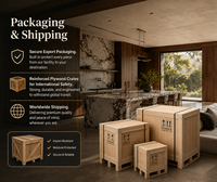 Meubles de cuisine modernes KEJIA en bois grainé avec îlot cascade en marbre de luxe, ensemble de placards modulaires personnalisés à emballage plat