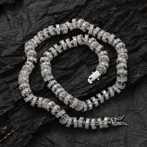 Collar Cadena de eslabones con zirconia cúbica para hombre y mujer, Gargantilla, cadena de eslabones, zirconia, circonita, zirconita, transparente, estilo Punk <span class=keywords><strong>Rock</strong></span>, 8mm, chapado en oro - Product Image 2