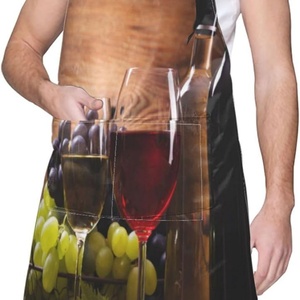 Tablier de cuisine unisexe noir avec poches, motif blé et pain, col réglable, protection anti-rayonnement, en tissu Oxford - Product Image 5