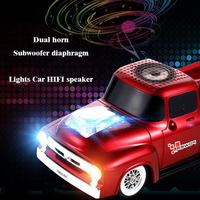 Reproductor de Música USB Portátil, Altavoz Inalámbrico Bluetooth para Auto, con Bajos Estéreo, Luces de Colores, Diseño de Auto, con Radio