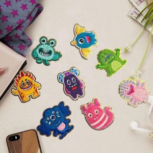 NODA Iron on Embroidery Cute <b>Gold</b> Edge Little Evil Caterpillar Chenille Patch for Kid <b>Clothes</b> Bag Decoration - Product Image 2