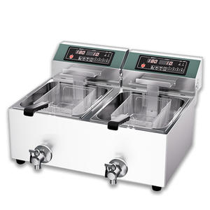 Freidora Eléctrica Comercial de Doble Tanque para Papas Fritas y Alitas de Pollo, de Acero Inoxidable, Individual, para Uso en Restaurantes - Product Image 1