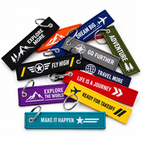 Porte-clés en tissu personnalisé brodé avec bordure cousue et anneau fendu, idéal pour la promotion en gros