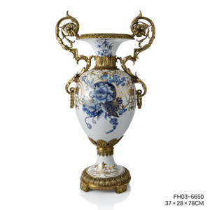 Série de vaisselle <span class=keywords><strong>en</strong></span> céramique bleue et blanche Art déco moderne haut de gamme 2023, assiette à fruits combinée, décoration de salon, vase de table - Product Image 2