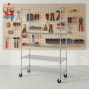 מפעל 4/6 שכבות פלדה אחסון חבל כרום מתלה מדפים יחידת מתכת מוסך מדפי חוט מדף מטבח - Product Image 2