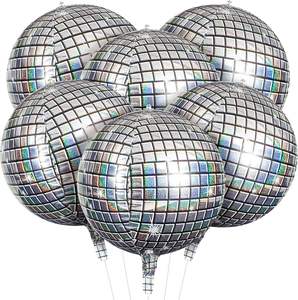 Pacchetto di 6 palloncini per sfera olografica in argento da discoteca per la tua festa - Product Image 1