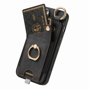 Funda de Teléfono de Cuero PU de Lujo con Tarjetero Magnético y Soporte de Anillo para iPhone 15/14/13 Pro Max - Product Image 1