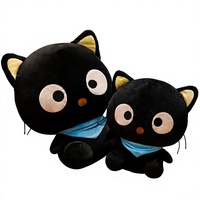 Boneka Kucing Lucu Bergaya Gelap Warna Cokelat dengan Syal, Isian Kapas PP, Hadiah Ulang Tahun Sempurna untuk Remaja