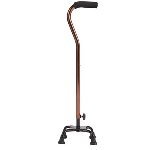 Aluminum Alloy Four Legged <b>Walking</b> <b>Stick</b> Nine Position Adjustable For Elderly With Curved Handle - Product Image 1