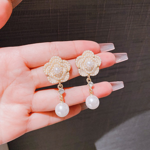 Collection de bijoux de luxe en alliage strass fleur perles boucles d'oreilles dernier <span class=keywords><strong>catalogue</strong></span> - Product Image 5
