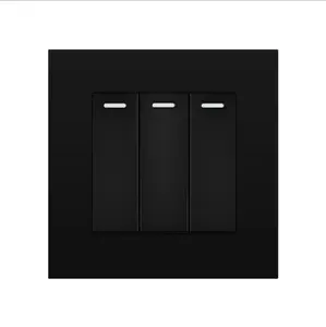 Interrupteur mural noir en acier, à usage général, 250v, 10a, 3 boutons, prise pataugeoire 1 voie, pour hôtel