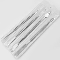 Juego de Espátulas Dentales Portátiles de Acero Inoxidable de 4 Piezas de Doble Cara