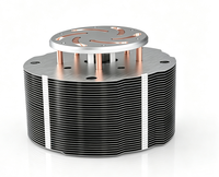 Radiateur LED rond haute puissance OEM avec caloduc en cuivre et ailettes en aluminium, système de refroidissement à base de cuivre