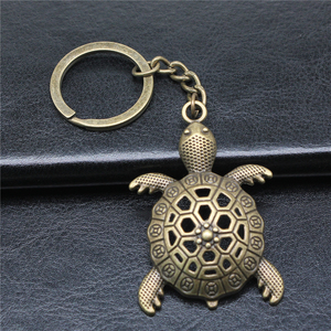 Llavero de Metal con Forma de Tortuga <span class=keywords><strong>Grande</strong></span>, Plateado Antiguo y Bronce Antiguo, Recuerdo, Regalo, P1-ABD-C13051 - Product Image 5