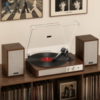 Tourne-disque vinyle avec haut-parleurs stéréo, streaming BT, tourne-disque vintage en bois, système audio domestique