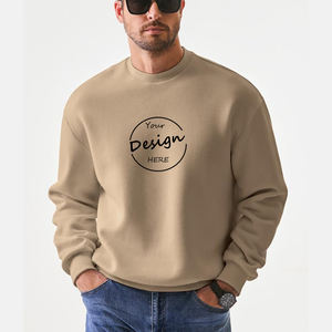 Venta al por mayor Color Sólido Otoño Sudadera Peso Pesado 310GSM Algodón Poliéster Casual Cuello Redondo Hombres Acanalado Hombres Sudadera Adolescente - Product Image 6