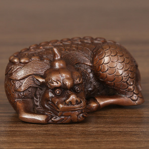 Presse-papiers Qilin en cuivre violet, mini-bête porte-bonheur, artisanat pour la décoration de bureau à domicile, cadeau - Product Image 3