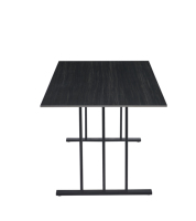 Ensemble de table à manger convertible contemporaine noire brillante avec chaises en céramique, design écologique et durable pour salles à manger modernes