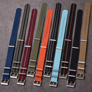 주롱 프리미엄 스트라이프 나일론 스트랩, 18mm 20mm 22mm 맞춤형 일체형 골지 나일론 시계줄 - Product Image 5