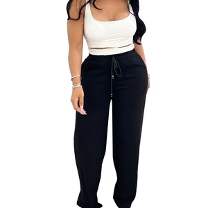 ชุดเซ็ต 2 ชิ้น เสื้อกล้ามแบบผูกคอ ดีไซน์เอวคู่ กางเกงขายาวเอวสูงทรงขากว้าง สไตล์ลำลองสปอร์ต แฟชั่นสำหรับผู้หญิง ประจำฤดูร้อน - Product Image 3