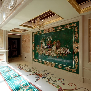 <span class=keywords><strong>Dalle</strong></span> épaisse en marbre vert malachite poli <span class=keywords><strong>de</strong></span> luxe, imperméable, pour la décoration murale intérieure moderne dans les villas et appartements - Product Image 3