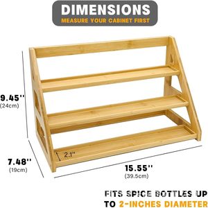 Cross-border bamboo multi-layer <b>spice</b> <b>rack</b>, kitchen countertop <b>spice</b> organizer, tiered wooden glass <b>jar</b> customization. - Product Image 3
