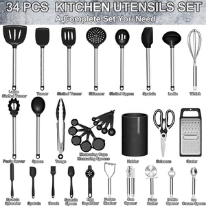 33 Pieces Silicone Kitchen <b>Utensils</b> <b>Set</b> Stainless Steel Handle Kitchen <b>Cooking</b> Tools Accessories Nonstick Kitchen <b>Utensils</b> <b>Set</b> - Product Image 2