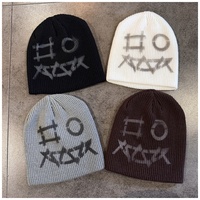 Bonnet en tricot côtelé imprimé Hip Hop, chaud pour l'hiver, motif crâne d'Halloween, unisexe, en acrylique, logo personnalisé, ajustable, style streetwear
