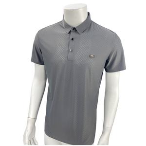 Polo transpirable de malla suave de gama alta, camisa de Golf de manga corta tejida gris clásica - Product Image 3