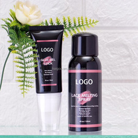 Boîtes d'installation de perruques personnalisées avec votre logo, emballage à marque privée, spray teinté imperméable pour dentelle et kit de colle forte pour dentelle