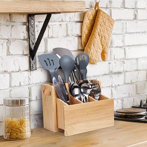 Estante de almacenamiento de madera para encimera de cocina, organizador de utensilios de cocina, soporte extensible para cuchillos y tenedores, multiusos, reutilizable - Product Image 1
