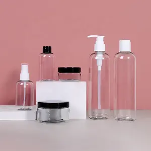 Großhandel transparente PET-Kunststoff-Sprühflasche Shampoo-Handseife kosmetische Verpackung