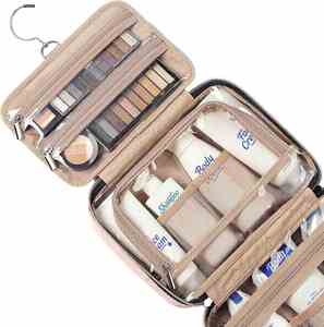 Large Capacity Hanging for Bag Women PU Zipper Quilted Travel <b>Makeup</b> <b>Organizer</b> Waterproof Cosmetic <b>Case</b> Dry Wet Separation - Product Image 4