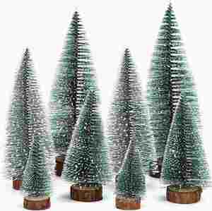 <b>Mini</b> <b>Christmas</b> Artificial Bottle Brush Tabletop <b>Trees</b> Holiday Decoration for Xmas Wood Base Winter Pine <b>Tree</b> Promotion - Product Image 1