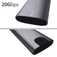 Casing Eksternal Hard Disk Komputer Portabel, Enclosure SSD Penyimpanan USB3.2 PCIe 20Gbps, Case USB Eksternal untuk M.2 SATA NVME SSD