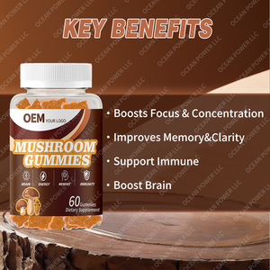 Gomitas de Mezcla de Hongos Melena de León y Reishi de Marca Privada OEM, Suplemento Alimenticio Vegano - Product Image 3