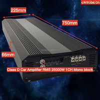 Amplificateur de subwoofer de voiture 25K style brésilien 1 ohm 1 canal 25000W Monobloc Puissance de crête 40000W Gamme complète Basses puissantes Amplificateur de voiture Classe D