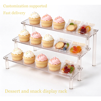 Présentoir à 3 niveaux en acrylique, directement de l'usine, taille et logo personnalisables, étagère surélevée en acrylique pour desserts, plantes, ou présentation d'artisanat