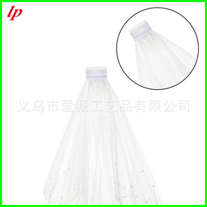 Ensemble de voile de mariée avec jarretière, écharpe, badge et bannière, accessoires de fête de mariage blancs LPP4386 - Product Image 3