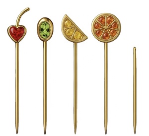 Pics à Cocktail personnalisés multifonctions or <span class=keywords><strong>argent</strong></span> Portable 18/8 bâton de fruits <span class=keywords><strong>cure</strong></span>-dents réutilisables en acier inoxydable en métal - Product Image 3